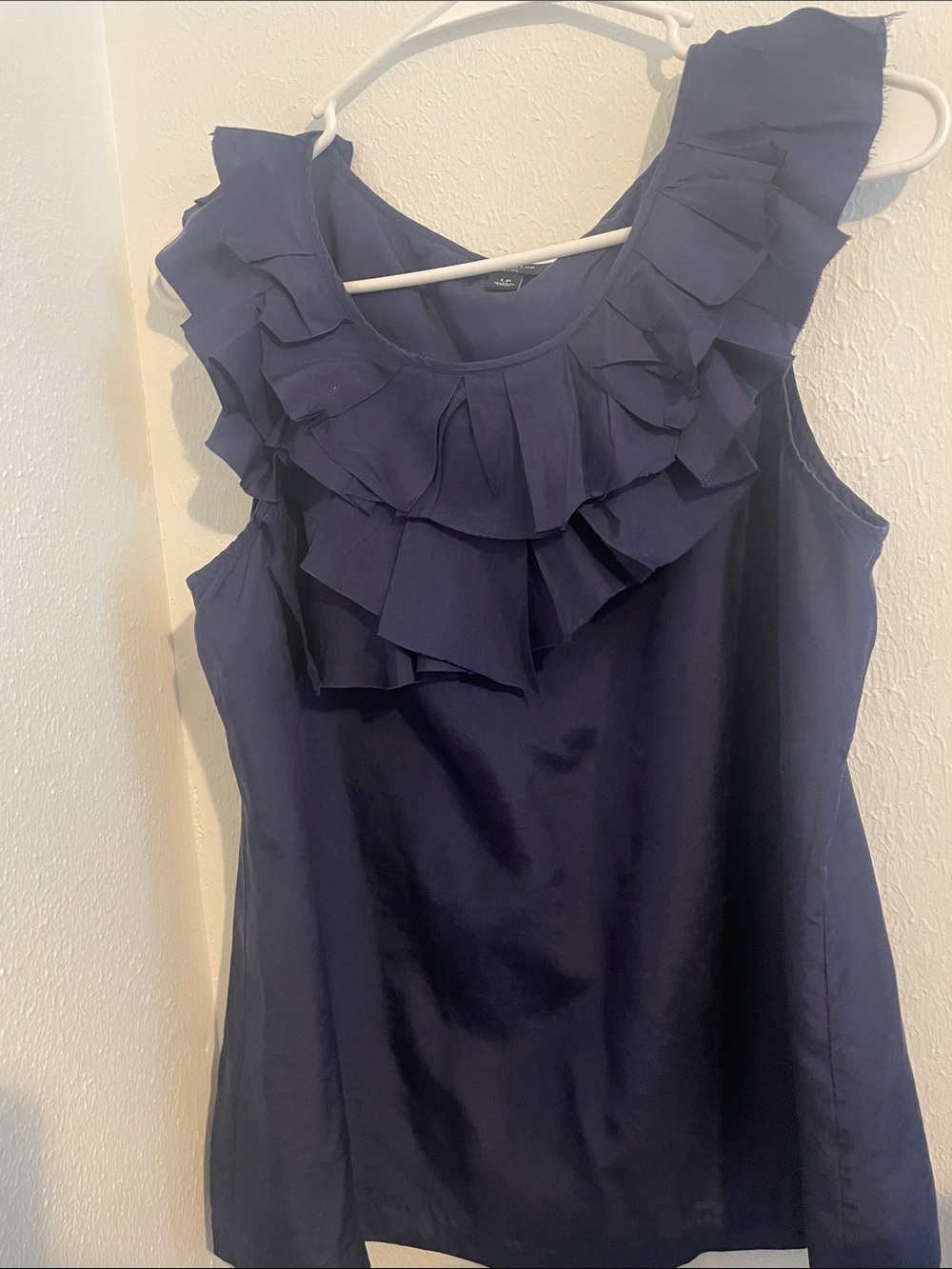 Ann Taylor Navy Ruffled Sleeveless Camisole